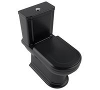 Villeroy & Boch Hommage WC à chasse d'eau profonde, pour combinaison, au sol, pour réservoir de chasse adaptable, sortie horizontale, 370x725x390mm, 666210R7, Couleur: Noir pur Ceramicplus