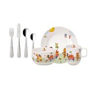 Villeroy & Boch - Hungry As A Bear 7 Pièces Service Et Couverts De Table Enfants, Garanti Lave-Vaisselle, Compatible Micro-Ondes, Set Vaisselle Enfant, Porcelaine Premium, Acier Inoxydable