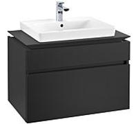 Villeroy & Boch Legato - Meuble sous lavabo avec 2 tiroirs & 1 découpe centrale 800 x 550 x 500mm noir mat