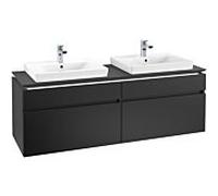 Villeroy & Boch Legato - Meuble sous lavabo avec 4 tiroirs & 2 découpes 1600 x 550 x 500mm noir mat