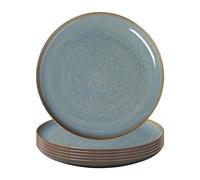 Villeroy & Boch like. by Crafted Breeze Lot de 6 assiettes plates avec émail réactif, porcelaine de qualité supérieure, gris-bleu