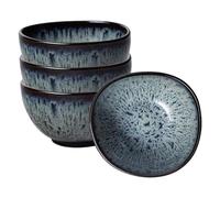 Villeroy & Boch like. by Lave Gris Lot de 4 bols à riz en faïence pour riz, bouillie, soupes, céréales et dessert, 11,5 cm de diamètre, gris, passent au lave-vaisselle et au micro-ondes