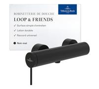 Villeroy & Boch Loop & Friends Robinet de douche, mitigeur monocommande avec cartouche céramique, pour installation apparente, anti-retour, rond - Noir mat