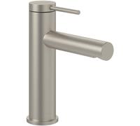 Villeroy & Boch Loop & Friends Robinet de lavabo avec tirette et cartouche en céramique, robinet de lavabo, économiseur d'eau, hauteur du bec 106 mm, rond, nickel brossé mat