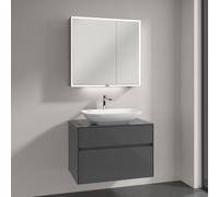Villeroy & Boch Loop & Friends Vasque avec meuble sous-vasque Embrace, avec armoire de toilette My View Now, 4A5001R1+A95500FP+A4558000, My View Now