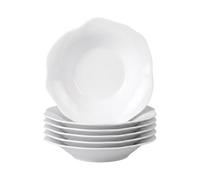 Villeroy & Boch Lot de 6 assiettes creuses Pura, environ 25 × 25 × 5 cm, blanc pur, passe au lave-vaisselle et au micro-ondes, forme fluide, porcelaine Bone de qualité supérieure, fabriquée en