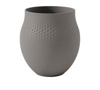 Villeroy & Boch - Manufacture Collier Taupe, Grand Vase Perle, 18 cm, Porcelaine Premium, Taupe