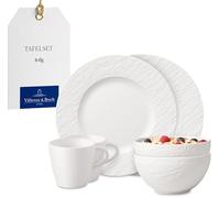 Villeroy & Boch - Manufacture Ensemble Pour Le Petit-Déjeuner, 6 P., Ensemble De Vaisselle Pour 2 Personnes, Porcelaine Premium, Blanc