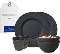 Villeroy & Boch - Manufacture Ensemble Pour Le Petit-Déjeuner, 6 P., Ensemble De Vaisselle Pour 2 Personnes, Porcelaine Premium, Noir