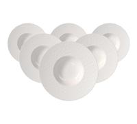 Villeroy & Boch Manufacture Ice Lot de 6 assiettes à pâtes, env. 28 × 28 × 5 cm, blanc avec aspect glacé mat brillant, passe au lave-vaisselle et au micro-ondes, assiettes pour pâtes et bols