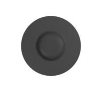Villeroy & Boch Manufacture Rock Assiette à pâtes, structuré vaisselle en haute qualité premium en noir, 28 cm Pâtes Bol, Porcelaine, 28 x 28 x 5 cm