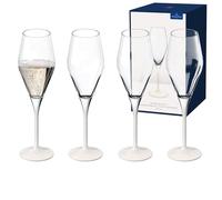Villeroy & Boch - Manufacture Rock blanc Ensemble de flûtes à champagne, 4 pièces. Ensemble de verres pour mousseux et champagne, 260 ml, Verre en cristal, Aspect ardoise blanc mat