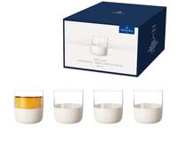 Villeroy & Boch - Manufacture Rock blanc Ensemble de verres à shot, 4 pièces. Ensemble de verres pour schnaps et liqueurs, 40 ml, Verre en cristal, Aspect ardoise blanc mat