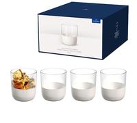 Villeroy & Boch - Manufacture Rock blanc Ensemble de verres à whisky, 4 pièces. Ensemble de verres pour whisky et cocktails, 250 ml, Verre en cristal, Aspect ardoise blanc mat