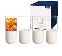 Villeroy & Boch - Manufacture Rock blanc Ensemble de verres longdrink, 4 pièces. Ensemble de verres pour cocktails et mocktails, 300 ml, Verre en cristal, Aspect ardoise blanc mat