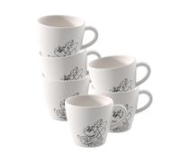 Villeroy & Boch Manufacture Rock blanc Mickey Mouse Lot de 6 tasses à café, blanches, passent au lave-vaisselle et au micro-ondes, aspect ardoise blanche avec décor à la craie Mickey Mouse, porcelaine