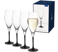 Villeroy & Boch - Manufacture Rock, Ensemble De Flûtes À Champagne, 4 Pièces, 260 Ml, Cristallin, Transparent/Noir