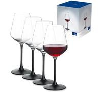 Villeroy & Boch - Manufacture Rock Ensemble De Verres À Vin Rouge 4 Pièces 380 Ml, Service À Vin, Cristallin, Transparent/Noir