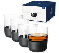 Villeroy & Boch - Manufacture Rock Ensemble De Verres À Whisky, 4 Pièces, Cristallin Avec Fond Noir Mat, Contenance 250 Ml