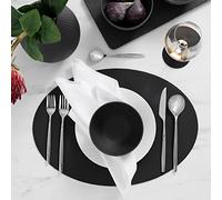 Villeroy & Boch Manufacture Rock Lot de 4 Sets de Table ovales réversibles en Cuir synthétique Noir