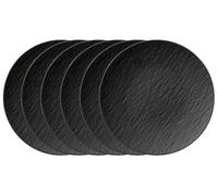 Villeroy & Boch - Manufacture Rock Lot de 6 assiettes universelles Coupe, 25 cm, en porcelaine de qualité supérieure, passe au lave-vaisselle et au micro-ondes, noir