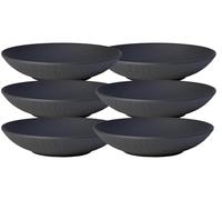 Villeroy & Boch Manufacture Rock Lot de 6 bols plats 1100 ml 23 cm en porcelaine de qualité supérieure Passe au lave-vaisselle et au micro-ondes Noir