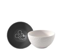 Villeroy & Boch Manufacture Rock - Mickey Mouse - bol à céréales, 2 pièces, noir/blanc, résistant au lave-vaisselle/micro-ondes, look ardoise avec décor Disney Mickey Mouse à la craie