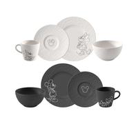 Villeroy & Boch Manufacture Rock - Mickey Mouse -set petit-déjeuner, 8 pièces., noir/blanc, résistant au lave-vaisselle/micro-ondes, look ardoise avec décor Disney Mickey Mouse à la craie