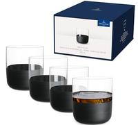 Villeroy & Boch - Manufacture Rock Shot Verre À Digestif, Ensemble De 4 Pièces, Cristallin Avec Fond Noir Mat, Contenance 40 Ml