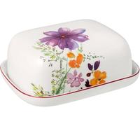 Villeroy & Boch - Mariefleur Basic beurrier avec couvercle multicolore, résistant au lave-vaisselle/micro-ondes, cloche à beurre, boîte à beurre, design floral, motif floral, porcelaine Premium