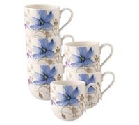 Villeroy & Boch Mariefleur Gris Basic 0,35 l, 6 x Mug avec Anse, Porcelaine, Blanc, 32.2 x 32.2 x 11.7 cm, 6 unités de