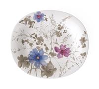 Villeroy & Boch Mariefleur Gris Basic Assiette petit-déjeuner ovale, 23 x 19 cm, Porcelaine Premium, Blanc/Multicolore