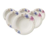 Villeroy & Boch Mariefleur Gris Basic Lot de 6 assiettes creuses, 23 cm, blanc/multicolore, pour soupes et ragoûts, passent au lave-vaisselle, au micro-ondes, bols à soupe, vaisselle, porcelaine de