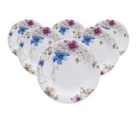 Villeroy & Boch Mariefleur Gris Basic Lot de 6 assiettes plates en acier inoxydable 1041042620 et 4 pailles EKM Living