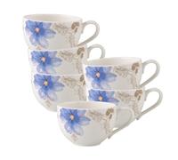 Villeroy & Boch Mariefleur Gris Basic Lot de 6 tasses à café, 250 ml, avec décor floral, porcelaine de qualité supérieure