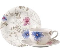 Villeroy & Boch Mariefleur Gris Basic Service à café pour 6 personnes, 18 pièces, Porcelaine Premium, Blanc/Bleu/Gris