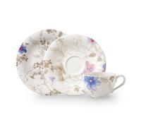 Villeroy & Boch Mariefleur Gris Basic Service à café pour 6 personnes, 18 pièces, Porcelaine Premium, Blanc/Bleu/Gris