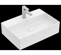 Villeroy & Boch Memento 2.0 lavabo à poser, 1 trou pour robinet, avec trop-plein, poli, 500x420mm, 4A0750R7, Couleur: Noir pur CeramicPlus