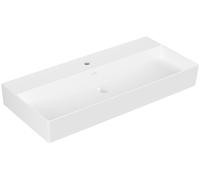 Villeroy & Boch Memento 2.0 lavabo mural, 1 trou pour robinet, sans trop-plein, non rectifié, 1000x470mm, 4A22A2RW, Couleur: Blanc pierre CéramiquePlus
