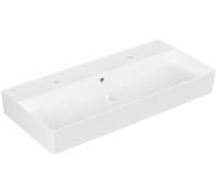 Villeroy & Boch Memento 2.0 lavabo mural, 2 trous pour robinet, avec trop-plein, non poncé, 1000x470mm, 4A22A4RW, Couleur: Blanc pierre CéramiquePlus