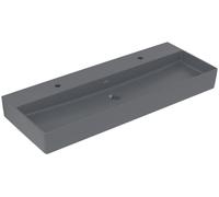 Villeroy & Boch Memento 2.0 lavabo mural, 2 trous pour robinet, sans trop-plein, non rectifié, 1200x470mm, 4A22C1I4, Couleur: Graphite, Ceramic Plus