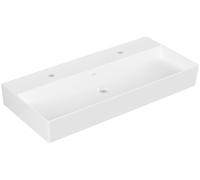 Villeroy & Boch Memento 2.0 lavabo mural, 2 trous pour robinet, sans trop-plein, poli, 1000x470mm, 4A221KRW, Couleur: Blanc pierre CéramiquePlus