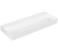 Villeroy & Boch Memento 2.0 lavabo mural, sans trou pour robinet, sans trop-plein, non rectifié, 1200x470mm, 4A22C3RW, Couleur: Blanc pierre CéramiquePlus
