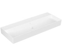 Villeroy & Boch Memento 2.0 lavabo mural, sans trou pour robinet, sans trop-plein, poncé, 1200x470mm, 4A22CFRW, Couleur: Blanc pierre CéramiquePlus