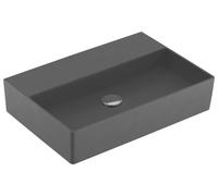 Villeroy & Boch Memento 2.0, lavabo suspendu, 600 x 420 mm, sans trou pour robinet, sans trop-plein, poli, 4A226FI4, Couleur: Graphite, Ceramic Plus