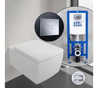 Villeroy & Boch Memento 2.0 Pack complet cuvette suspendue et bâti-support neeos,, 4633R0R1+16601CR#SET,