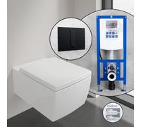 Villeroy & Boch Memento 2.0 Pack complet cuvette suspendue et bâti-support neeos,, 4633R0R1+16791BM#SET,