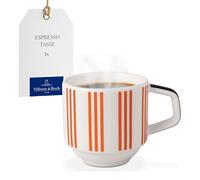 Villeroy & Boch - Memphis Collection tasse à expresso multicolore, résistant au lave-vaisselle/micro-ondes, tasse à expresso, design iconique, motif géométrique en orange et blanc, porcelaine Premium