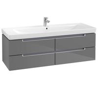 Villeroy & Boch Subway 2.0 Meuble sous lavabo A69100FP, 128,7x42x44,9cm, Glossy Grey , poignée mate