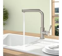 Villeroy & Boch Mitigeur de cuisine Modern Steel 966811LC – basse pression, pivotant 360°, inox
